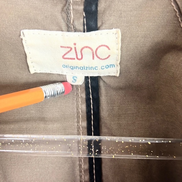 ZINC | 🤎 Light Brown Faded worn V-Nexk Blazer Style Lightweight Jacket Top - Picture 6 of 9
